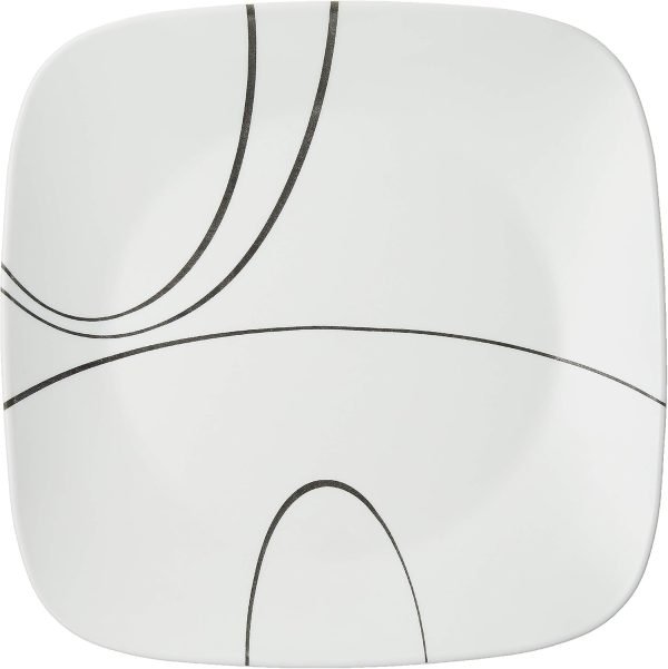 Square Simple Lines Dinner Plates Set for Modern Dining