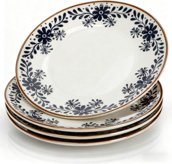Blue Floral Ceramic Dinner Plates for Elegant Everyday Dining